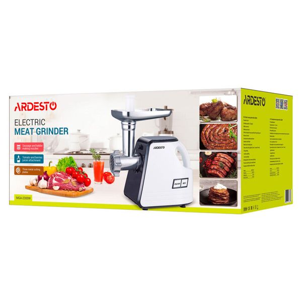 М'ясорубка Ardesto, 2300Вт, продук.-2.2кг/хв, 4 решітки + для ковб., кеббе, насадка для томатів, пла MGA-2300W фото