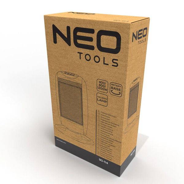 Обігрівач інфрачервоний Neo Tools, 1200Вт, галогенний нагрів. елемент, функція осциляції, сірий 90-114 фото