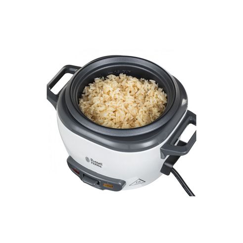 Рисоварка Russell Hobbs, 200Вт, чаша-0.7л, механічне керув., знімна кришка, нерж. сталь, чорно-білий 27020-56 фото