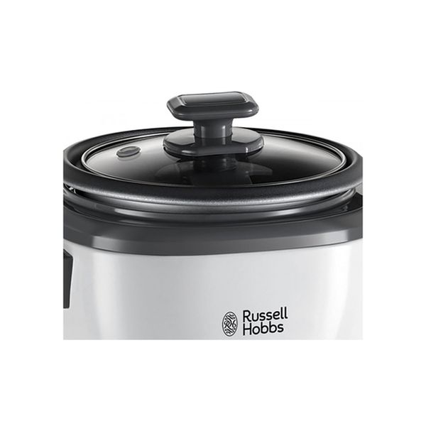 Рисоварка Russell Hobbs, 200Вт, чаша-0.7л, механічне керув., знімна кришка, нерж. сталь, чорно-білий 27020-56 фото