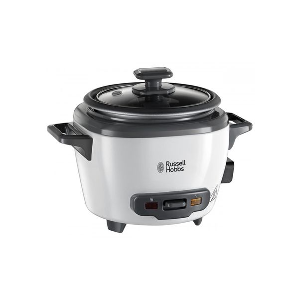 Рисоварка Russell Hobbs, 200Вт, чаша-0.7л, механічне керув., знімна кришка, нерж. сталь, чорно-білий 27020-56 фото