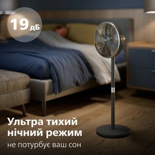 Вентилятор Philips підлоговий Series 3000, 40см, 48Вт, керування через смартфон, регулювання висоти, CX3550/01 фото