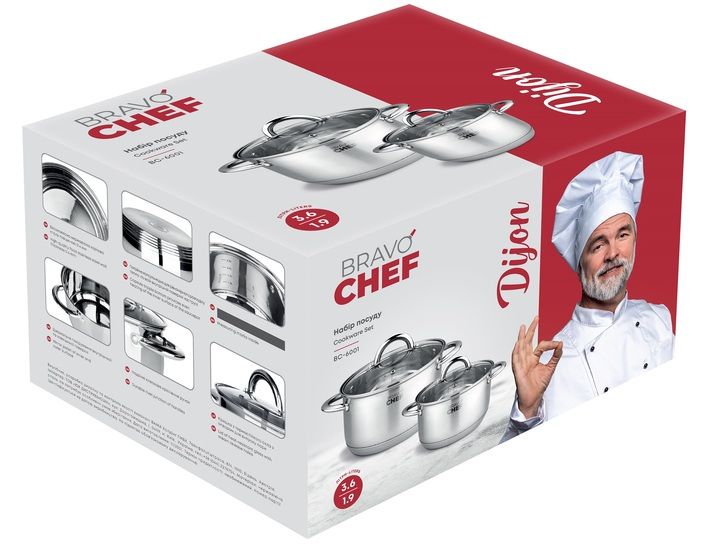 Набір посуду BRAVO CHEF 4 пр. кастрюля (1.9л+3.6л) (BC-6001) BC-6001 фото