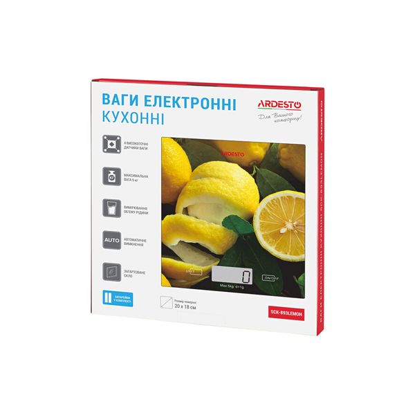 Ваги кухонні Ardesto SCK-893LEMON SCK-893LEMON фото