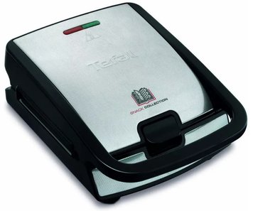 Мультимейкер Tefal Snack collection 700Вт, тефлон, 2 пластини, корпус-нержав.сталь/пластик, чорний SW857D12 фото