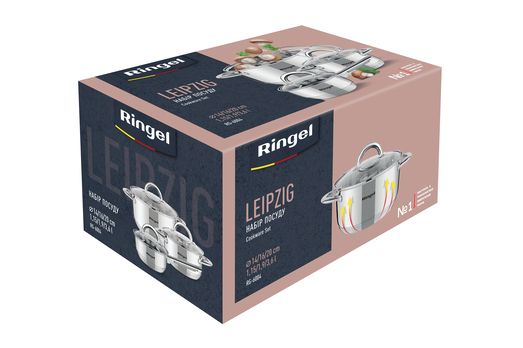 Набір посуду RINGEL Leipzig 6 пр. ківш 1.15 л + кастрюля (1.9л+3.6л) (RG-6004) RG-6004 фото