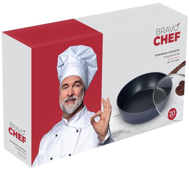 Сковорода BRAVO CHEF Глибока з кришкою 20 см (BC-1101-20/L) BC-1101-20/L фото