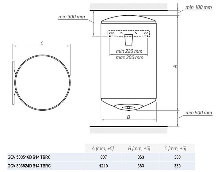 Водонагрівач електр. TESY Anticalc Slim круглий слім GCV 803524D B14 TBRC, 80л, 2,4кВт, сухий тен, м 304891 фото