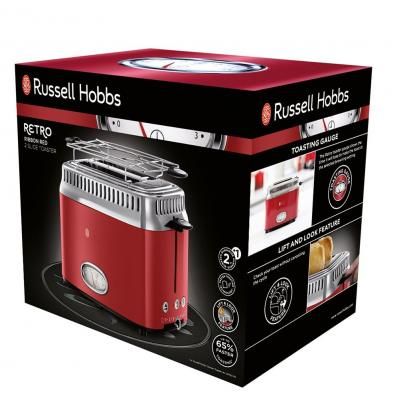 Тостер Russell Hobbs Retro 1100Вт, метал, червоно-сріблястий 21680-56 фото