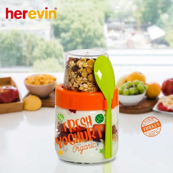 Банка HEREVIN Fruit-Yoghurt з ложкою і контейнером 0.425 л (131615-000) 131615-000 фото