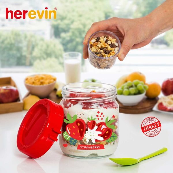 Банка HEREVIN Fruit-Yoghurt з ложкою і контейнером 0.425 л (131615-000) 131615-000 фото